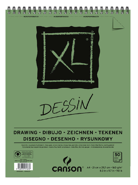 Canson - Tekenblok XL Dessin A4 160gr spiraal 50 vel