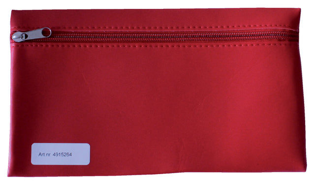 Trousse scolaire avec fermeture éclair 15x26cm skai rouge vif