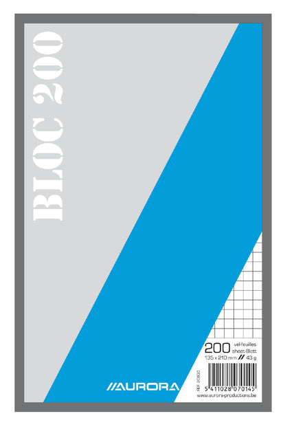 Bloc-notes 135x210mm diamant 5X5mm 200 feuilles | 5 pièces