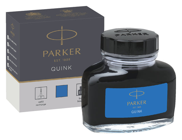 Encre pour stylo plume Parker Quink lavable 57ml bleu royal | 12 pièces