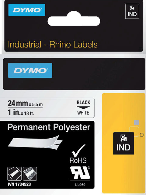 Dymo - Labele dymo rhino industrieel polyester 24mm wt
