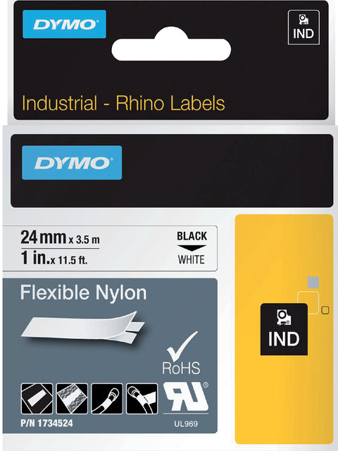 Dymo - Labele dymo rhino industrieel nylon 24mm wit