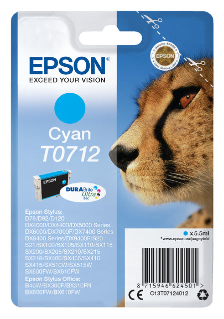 Cartouche d'encre Epson T0712 bleu