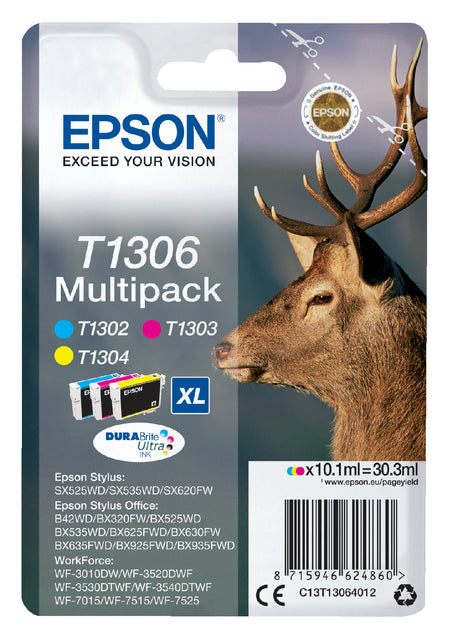 Cartouche d'encre Epson T1306 3 couleurs HC