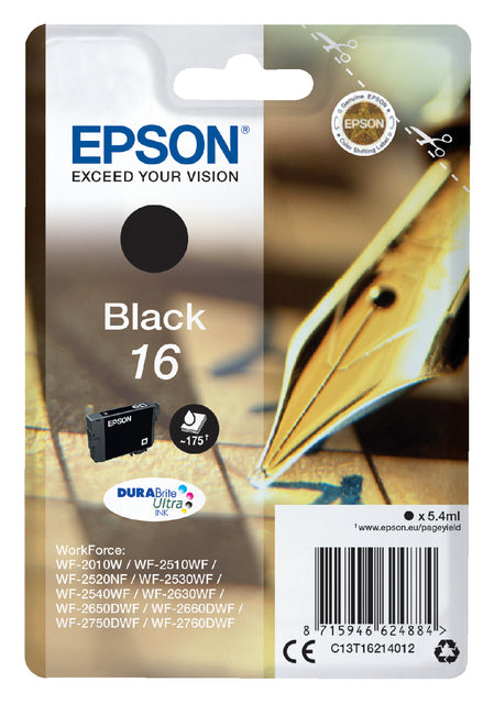 Cartouche d'encre Epson 16 T1621 noire