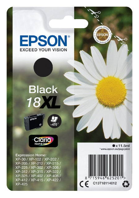 Cartouche d'encre Epson 18XL T1811 noire HC