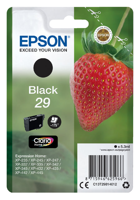 Cartouche d'encre epson 29 t2981 noir | 10 morceaux