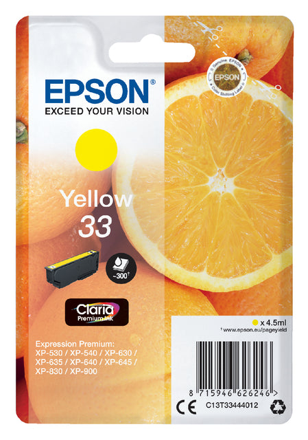 Cartouche d'encre Epson 33 T3344 jaune