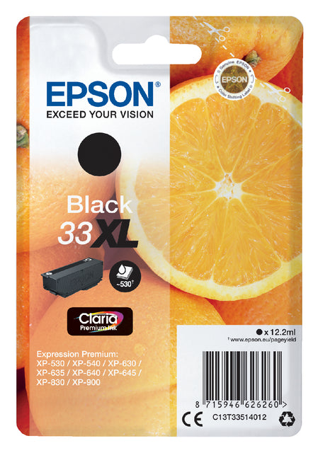 Cartouche d'encre epson 33xl t3351 noir | 6 morceaux