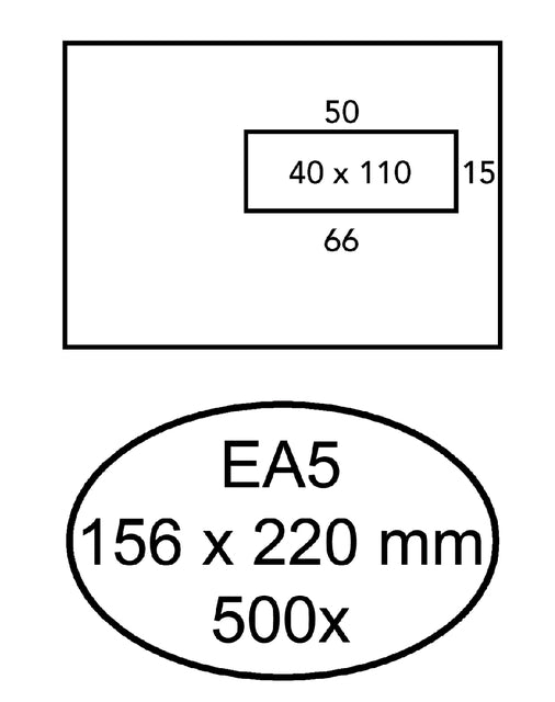 Enveloppe Hermès EA5 156x220mm fenêtre 4x11 droite autocollante 500pcs