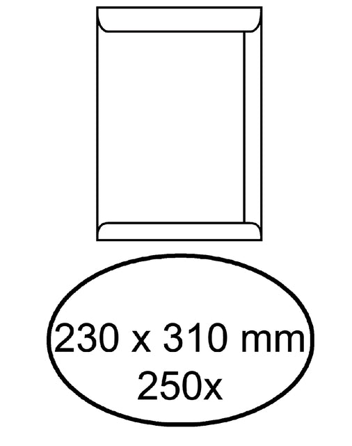 Enveloppe acte 230x310mm autocollante 100gr blanc 250 pièces