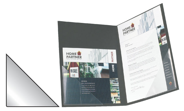 Insert sachet Tarifold triangle 170x170mm autocollant PP transparent