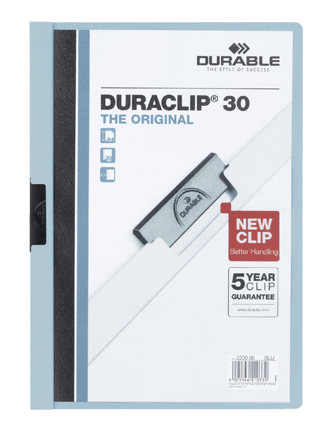 Durable - Klemmap durable duraclip a4 3mm 30v lichtblauw