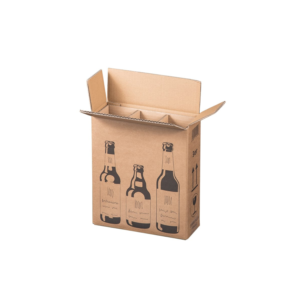 Klika - Flesverzenddoos voor 3 bierflessen 255 x 88 x 288 mm | 5 stuks