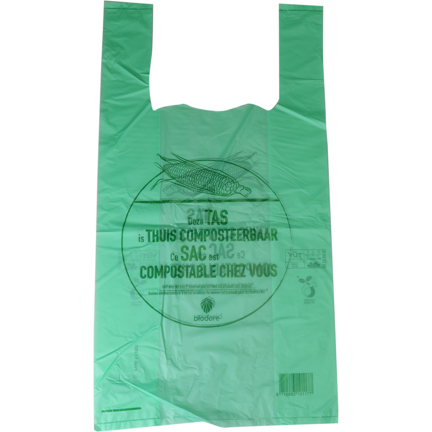 Klika - Tas | Bioplastic o.b.v. Zetmeelblend | op blok/geblokt | 27x 7x50cm | hemddraagtas | groen | 500 stuks