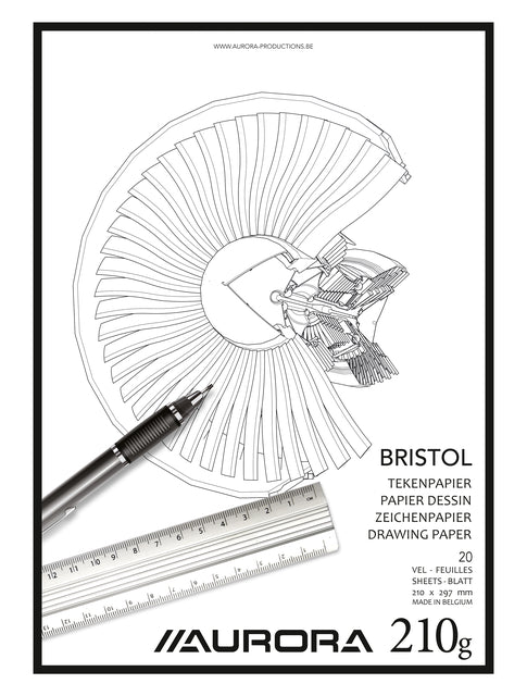 Bloc à dessin Aurora A4 20v 210gr Papier Bristol | 10 morceaux