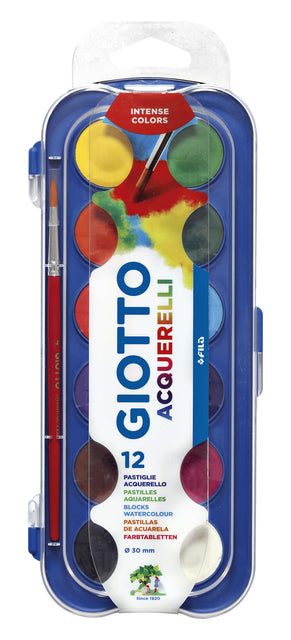 Giotto - Gouache giotto 30mm doos 12 kleuren met penseel