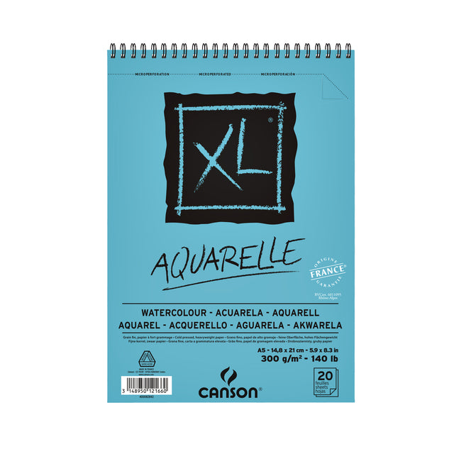 Canson - Aquarelblok canson xl aquarelle a5 20v 300gr spir | 5 stuks