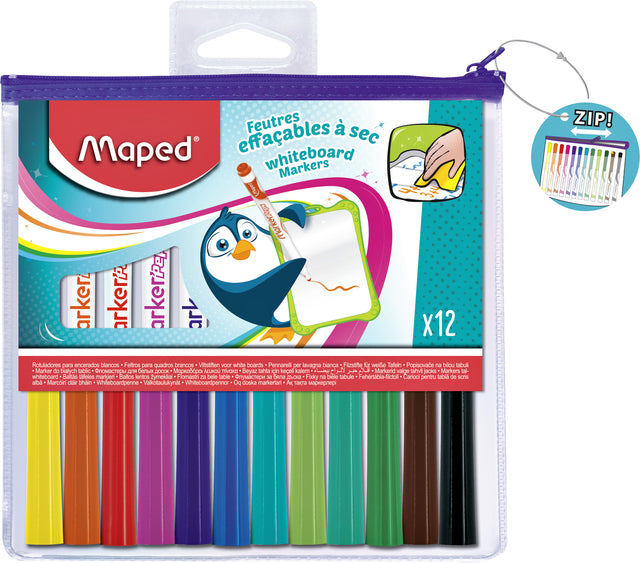 Feutre Maped Marker'Peps tableau blanc set de 12 couleurs