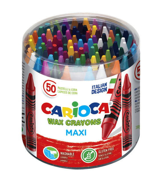 Carioca - Waskrijt carioca maxi pot 50 stuks assorti