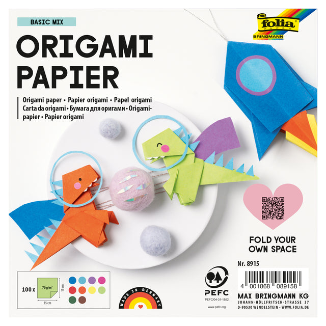 Folia - Origami pap folia 70gr 15x15cm 100 vel assorti kl
