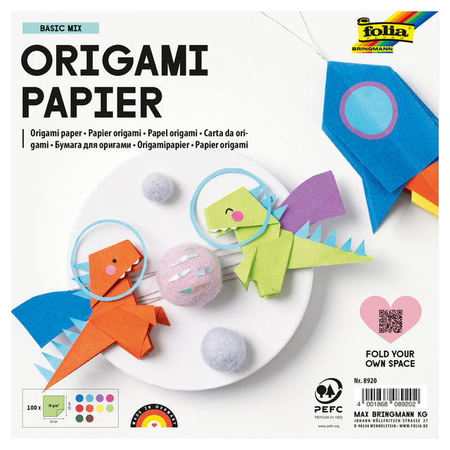 Folia - Origami pap folia 70gr 20x20cm 100 vel assorti kl