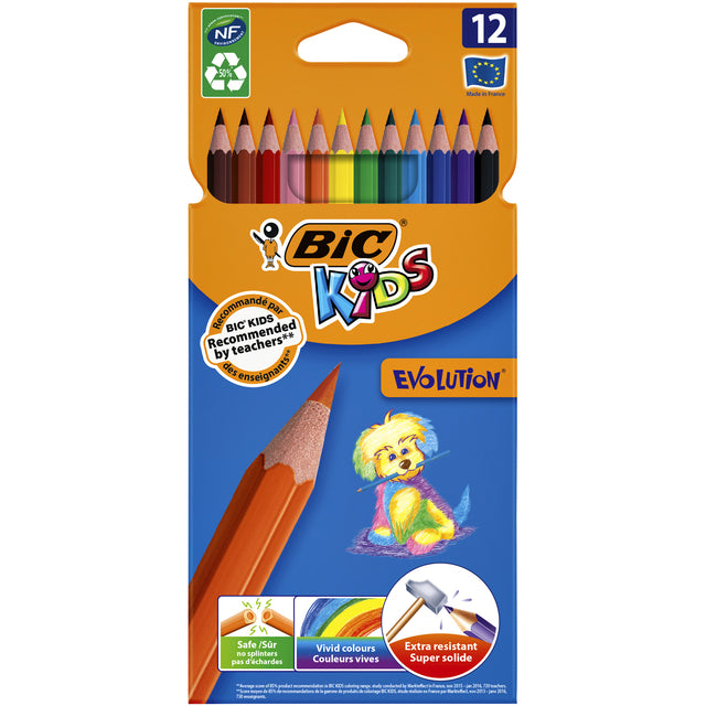 Crayons de couleur Bic Kids evolution Ecolutions étui de 12 pièces