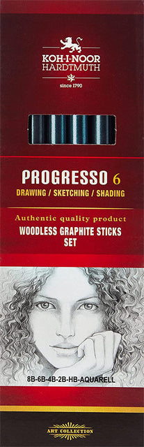 Crayon graphite Koh-I-Noor progresso 8915 HB 8B + aqua | 4 pièces