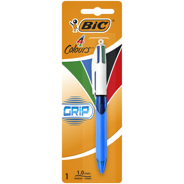 Stylo bille Bic 4 couleurs grip medium blister