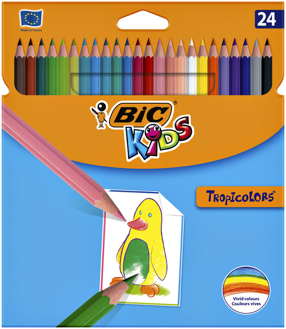 Crayons de couleur Bic Kids Tropicolors blister de 24 pièces