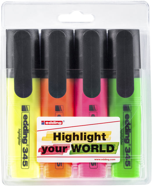 Marqueur edding 345 2-5mm blister de 4 couleurs