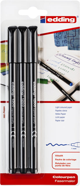 Fineliner edding 1200 1mm blister de 3 pièces noir