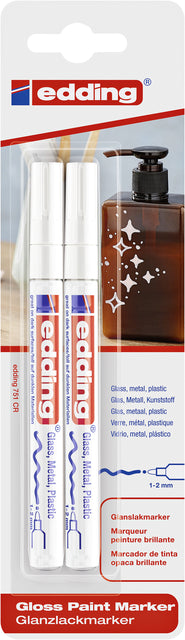 Feutre edding 751 marqueur peinture rond 1-2mm blister de 2 pièces blanc | 10 morceaux