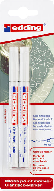 Feutre edding 780 marqueur peinture rond 0,8mm blister de 2 pièces blanc