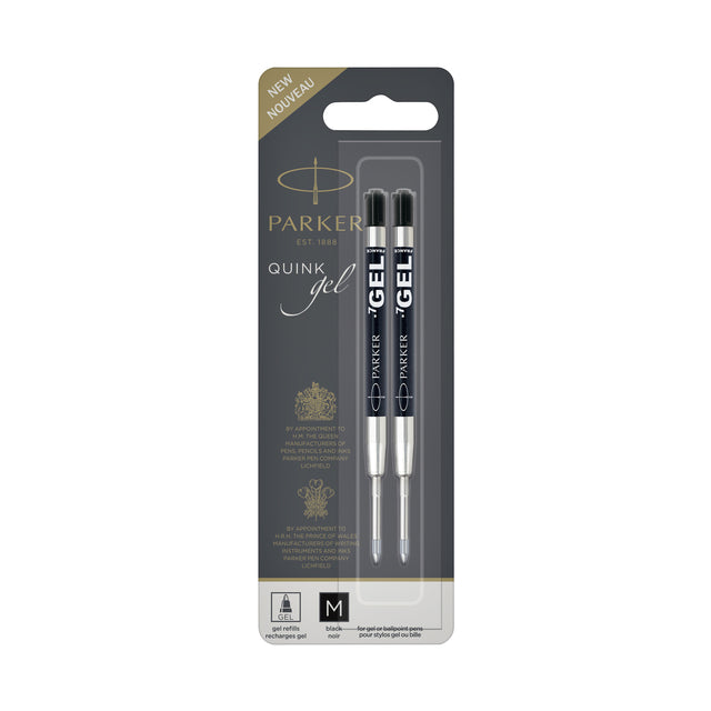 Recharge stylo gel Parker Quink noir moyen