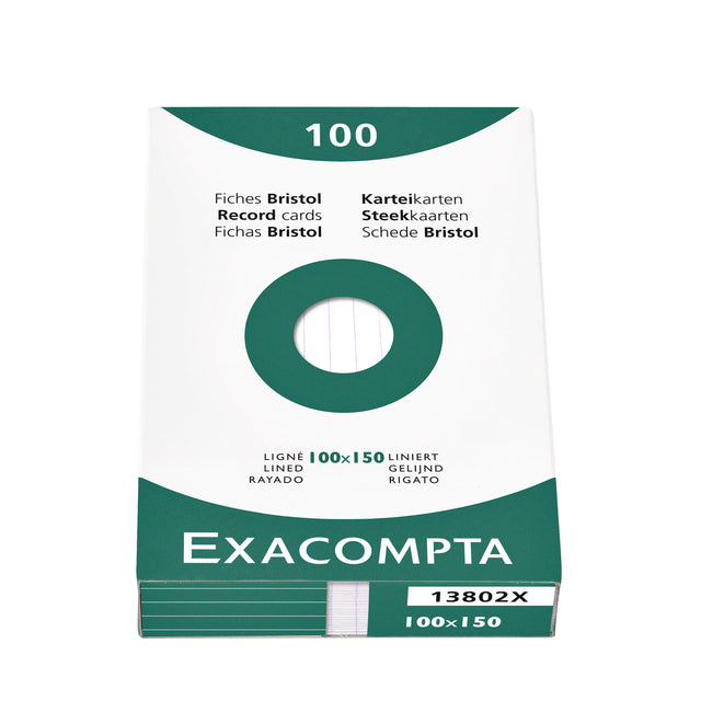 Exacompta - Systeemkaart exacompta 100x150mm lijn wit | 20 stuks