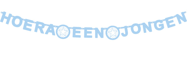 Haza - Letterslinger hoera een jongen blauw | 5 stuks