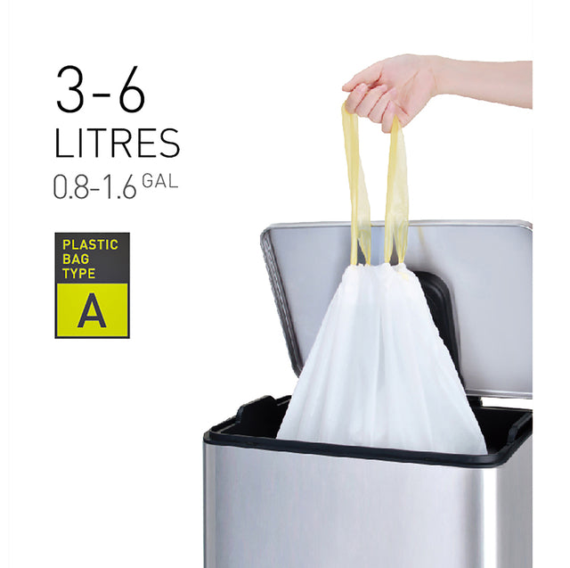 Sac poubelle EKO avec cordon 3-6 litres type A blanc | 6 morceaux