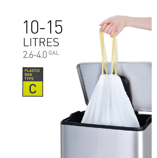 Sac poubelle EKO avec cordon 10-15 litres type C blanc | 6 morceaux