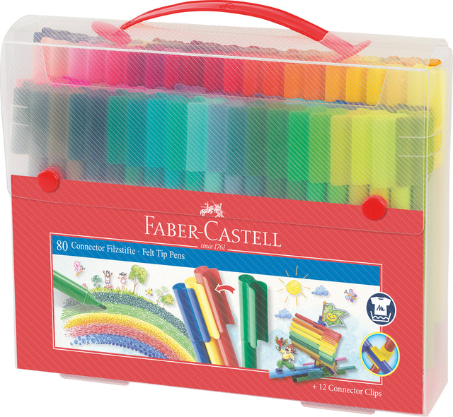 Faber Castell - Kleurstift faber-castell connector 80st cadeauset | 12 stuks