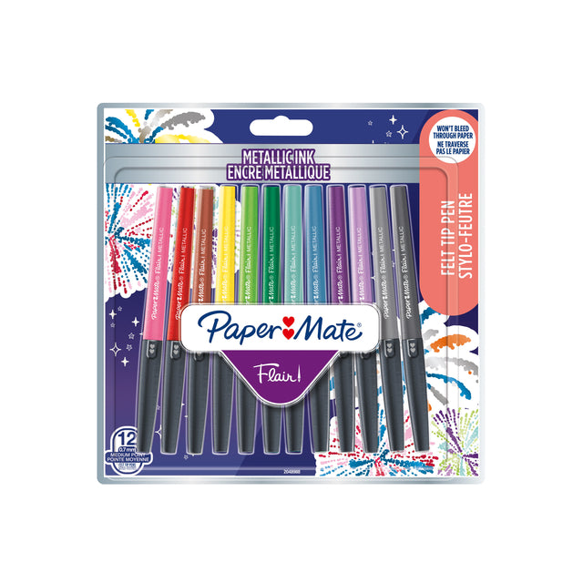 Fineliner Paper Mate Flair Metallic 12 pièces assorties