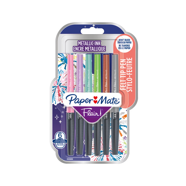 Fineliner Paper Mate Flair Metallic 6 pièces assorties