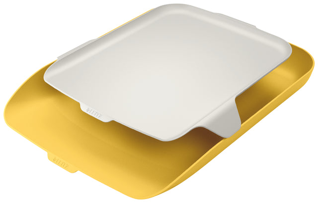 Corbeille à courrier Leitz Cosy avec organiseur de bureau jaune | 4 pièces