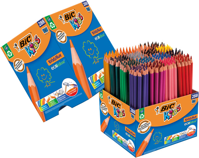 Crayons de couleur BicKids Evolution Schoolbox 288 pièces assorties