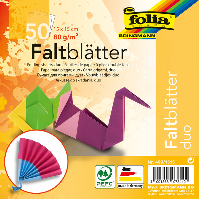 Folia - Vouwblaadjes folia 80gr 15x15cm 50vel 2z 10 duo kl