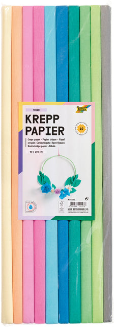 Folia Paper - Crêpepapier folia 50x200cm trend 10 kleuren | 10 stuks