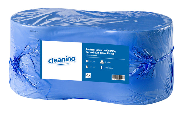 Cleaninq - Poetsrol industrie cleaninq 24cmx300m blauw 2l