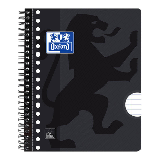 Bloc collège Oxford School A5+ 17 trous 80 feuilles ligne noir | 5 pièces