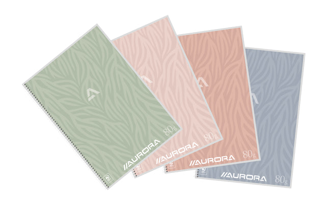 Cahier Aurore A4 ligne 120 pages 80gr spirales assorties