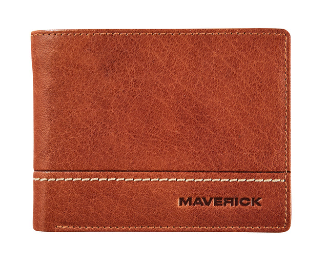 Maverick - Portemonee Rough Gear met kleingeldvak RFID leer cognac